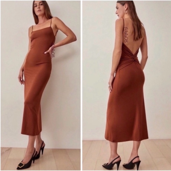 Reformation Dresses & Skirts - Reformation Hex Knit Dress Brown Size XS new without tags nice twist on back